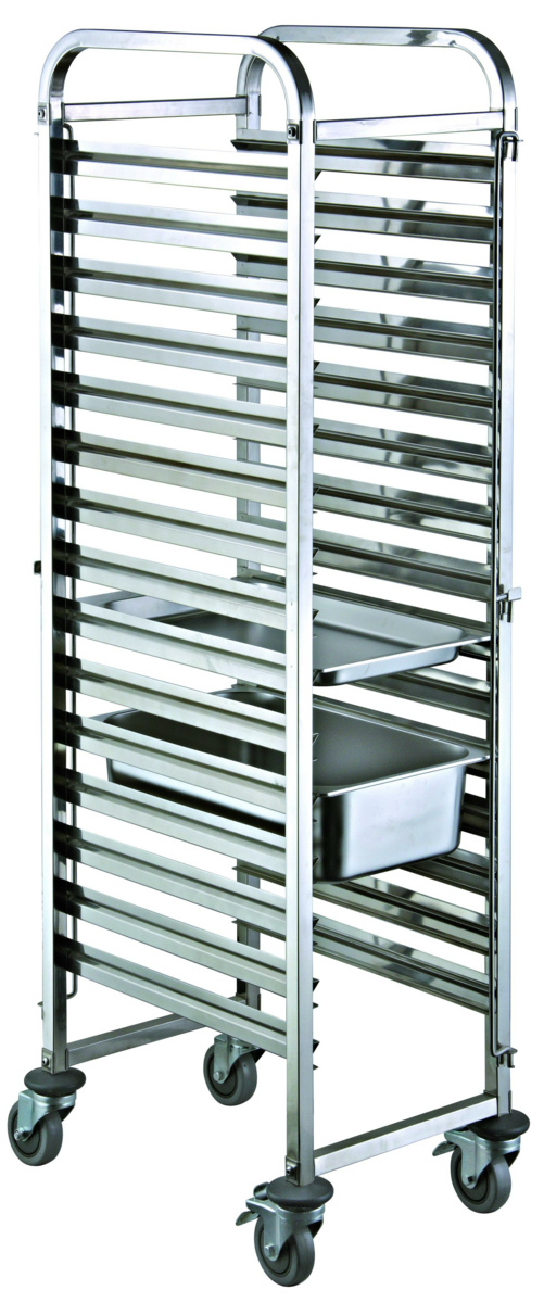 Edelstahlwagen Breitenrichtung GN 1/1 16 Ebenen Pro.cooker
