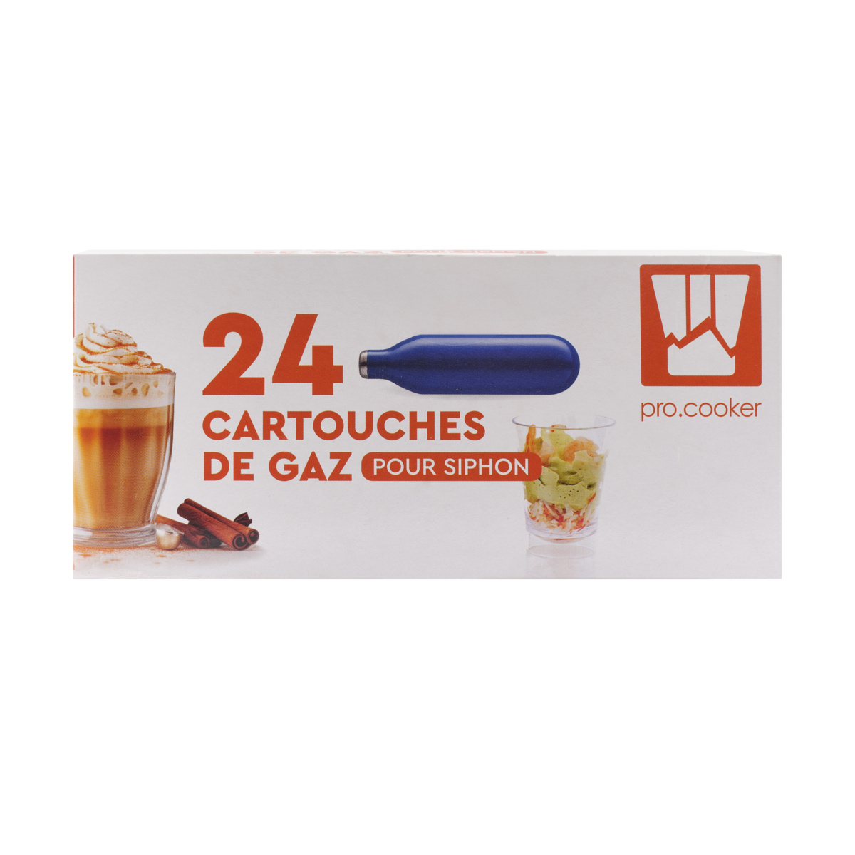 Gaspatronen für Sahnesiphon aus Stahl 14,5x7x5,5 cm Pro.cooker