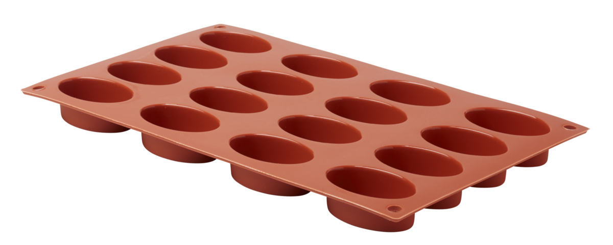 Backblech 16 kleine ovale Petit Fours Silikon GN 1/3 29,5x17,5x2 cm Pro.cooker