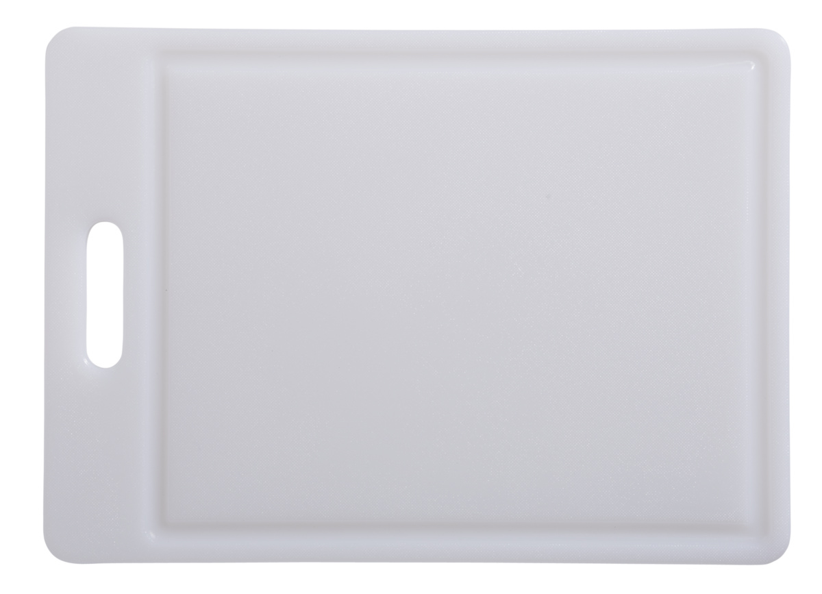 Schneidebrett aus hochdichtem Polyethylen (HDPE) weiß 35x25 cm mit Saftrille nicht wendbar Pro.cooker