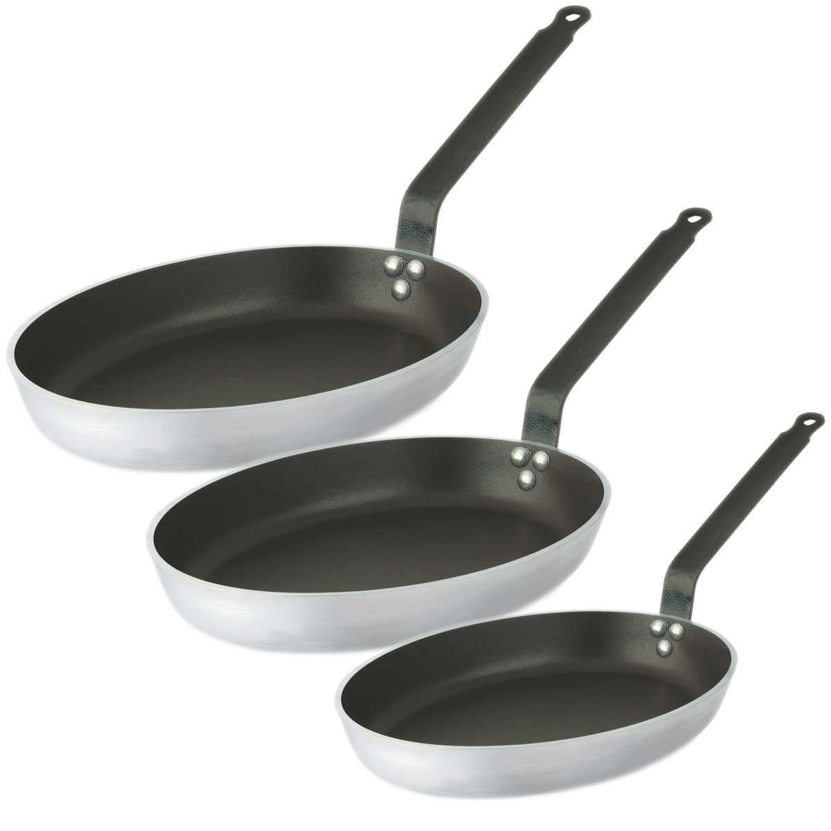 Pfannen D24/28/32 cm rund aus Aluminium Antihaftbeschichtung Ø 32 cm Pro.cooker