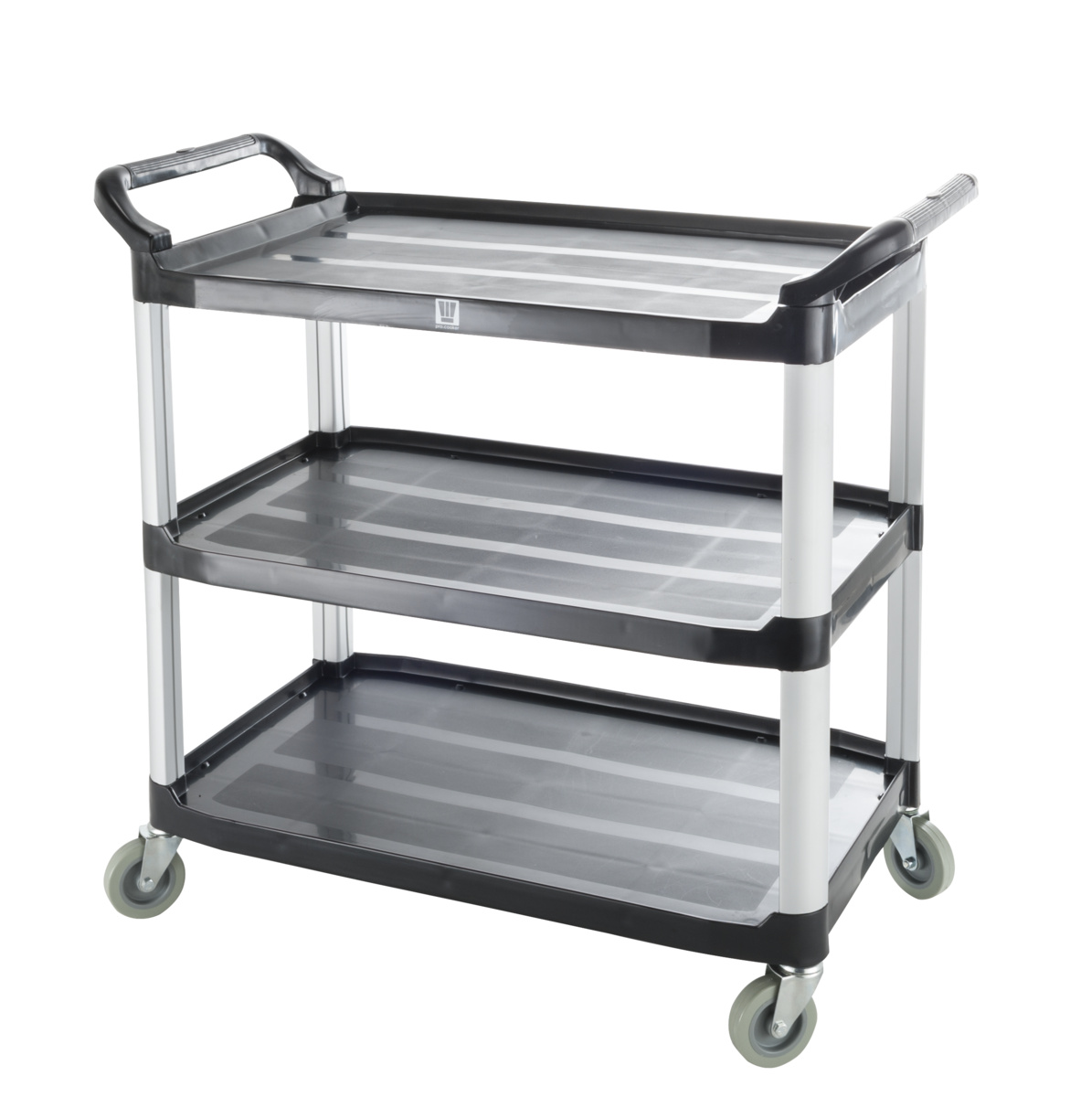 Schwarzer Kunststoff-Servierwagen 3 Ebenen 102,2x50,5x96 cm 90 kg Pro.cooker